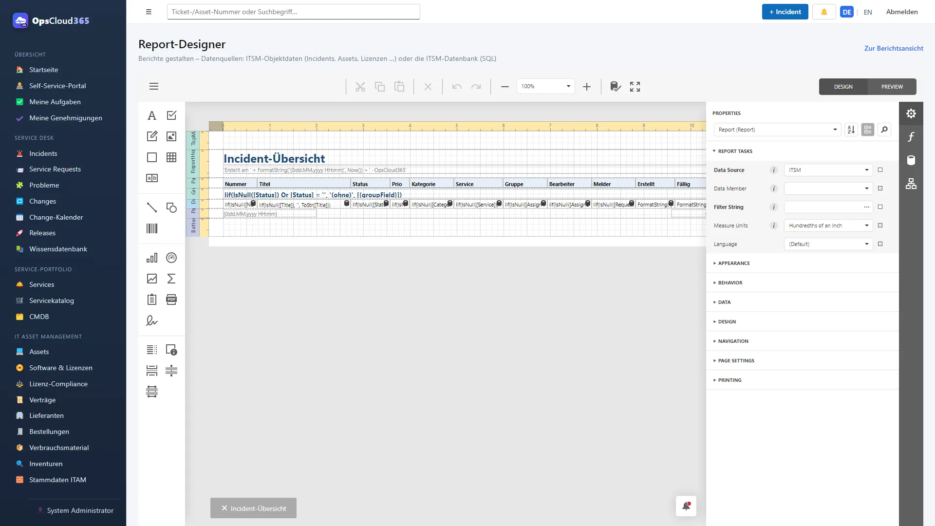 OpsCloud365: Report Designer