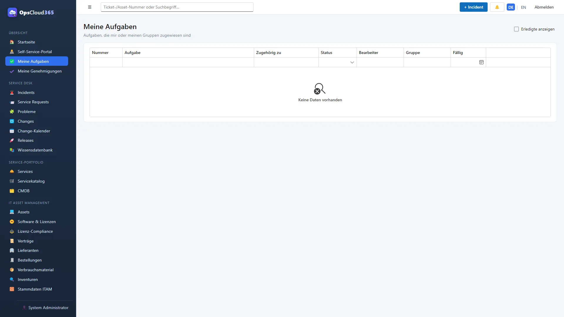 OpsCloud365: Meine Aufgaben aus allen Vorgängen